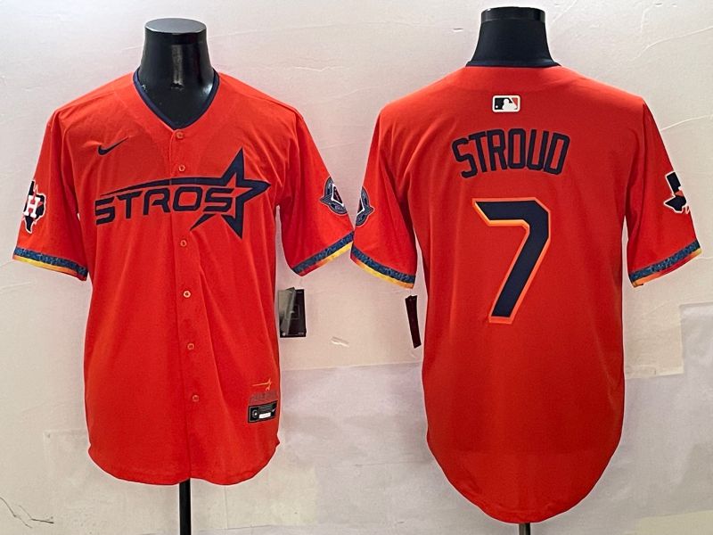 Men Houston Astros #7 Stroud Orange Fourth generation Joint Name Nike 2025 MLB Jersey style 1->los angeles dodgers->MLB Jersey